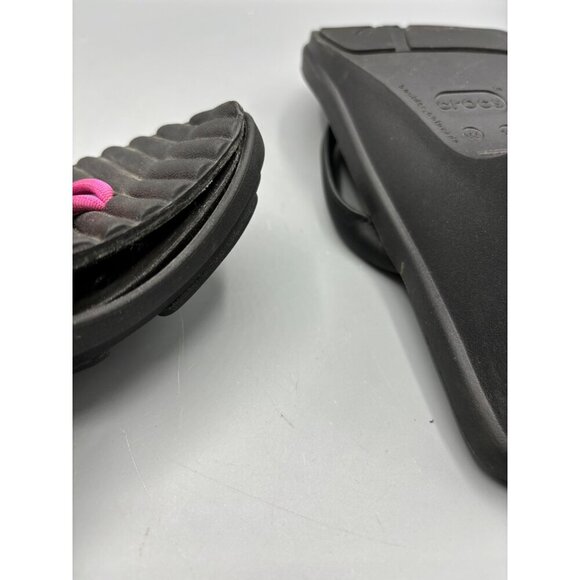 Crocs Womens Black Cabana Wedge Flip Flops Size 10 Black & Pink - Picture 7 of 7